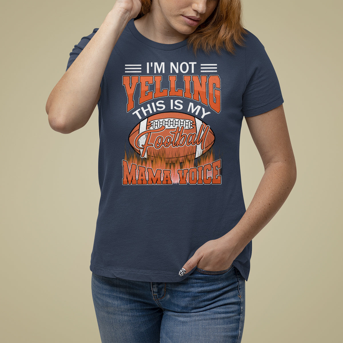 Football Mom T Shirt For Women I'm Not Yelling This is My Football Mama Voice - Wonder Print Shop