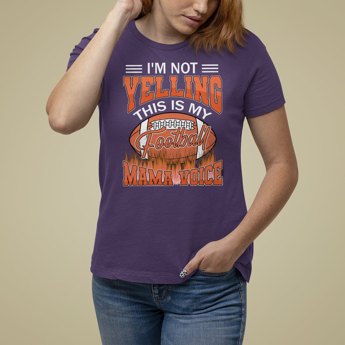 Football Mom T Shirt For Women I'm Not Yelling This is My Football Mama Voice - Wonder Print Shop