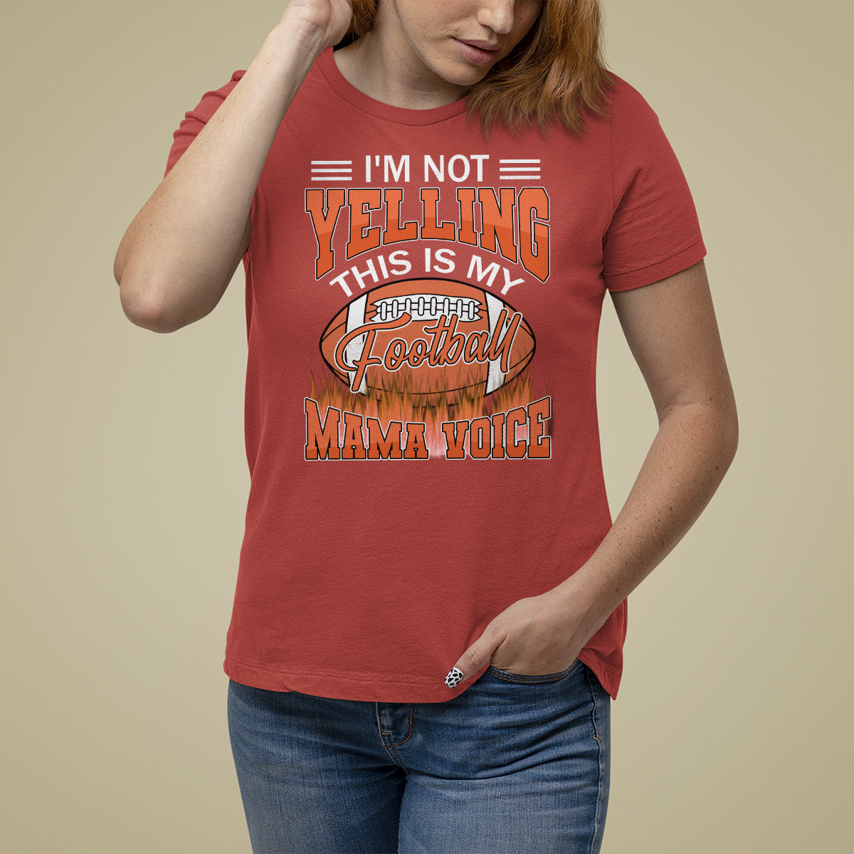 Football Mom T Shirt For Women I'm Not Yelling This is My Football Mama Voice - Wonder Print Shop