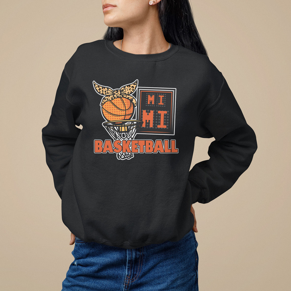 Basketball Mimi Bandana Leopard Mother's Day Sweatshirt - Wonder Print Shop