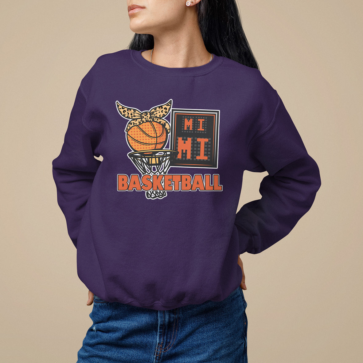 Basketball Mimi Bandana Leopard Mother's Day Sweatshirt - Wonder Print Shop