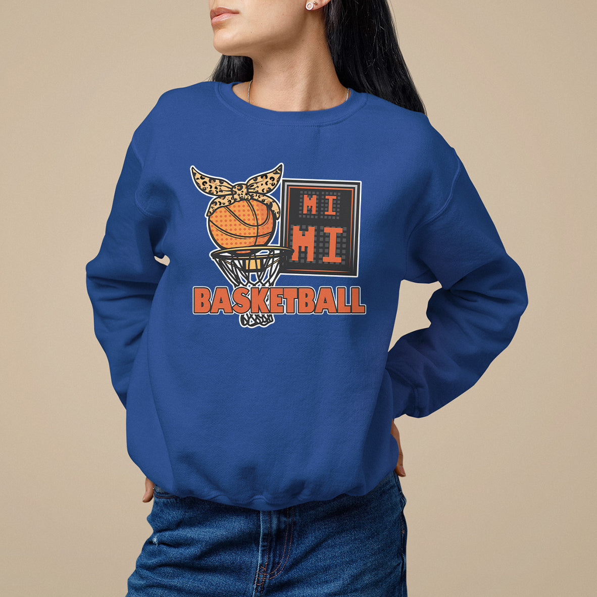 Basketball Mimi Bandana Leopard Mother's Day Sweatshirt - Wonder Print Shop