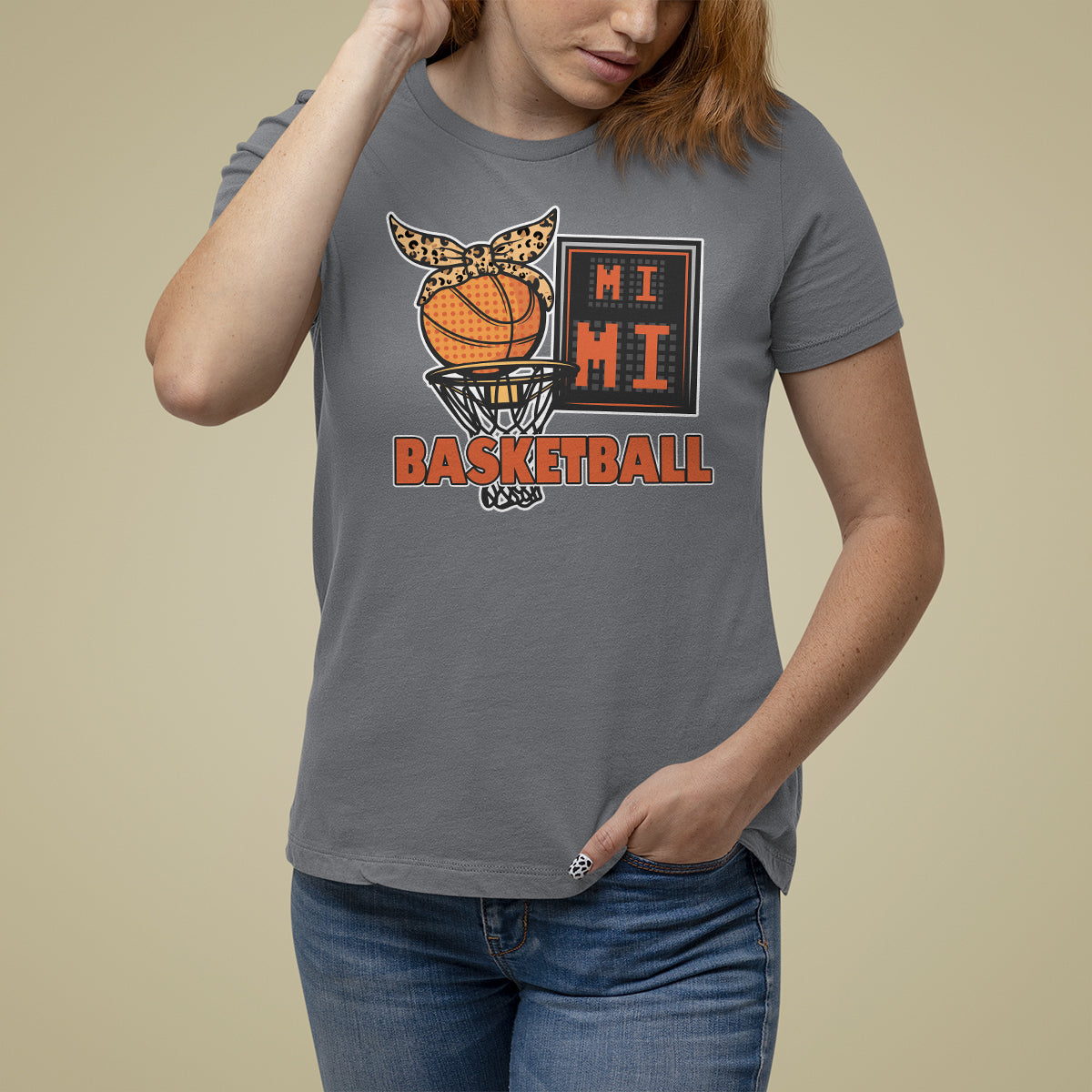 Basketball Mimi Bandana Leopard Mother's Day T Shirt For Women - Wonder Print Shop