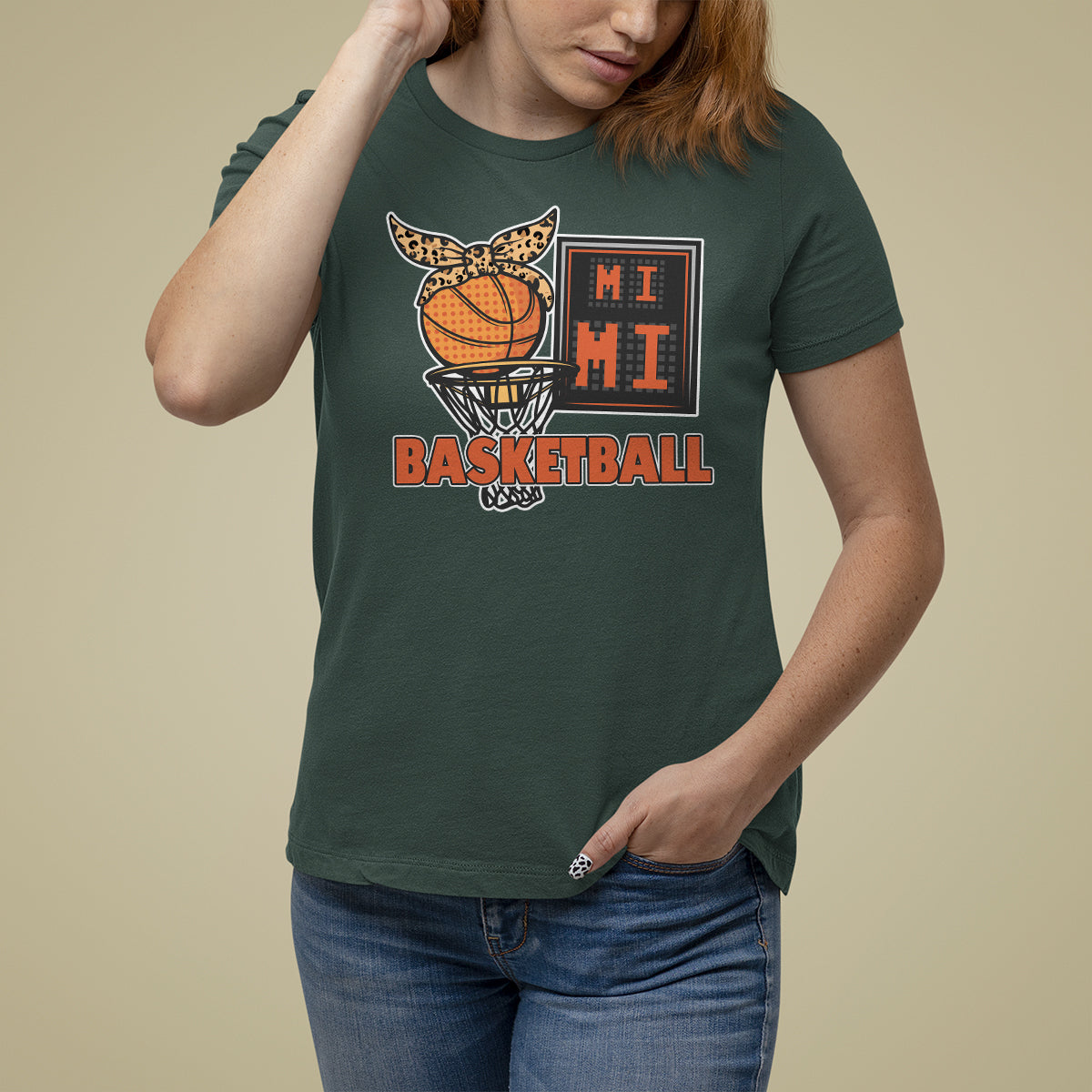 Basketball Mimi Bandana Leopard Mother's Day T Shirt For Women - Wonder Print Shop