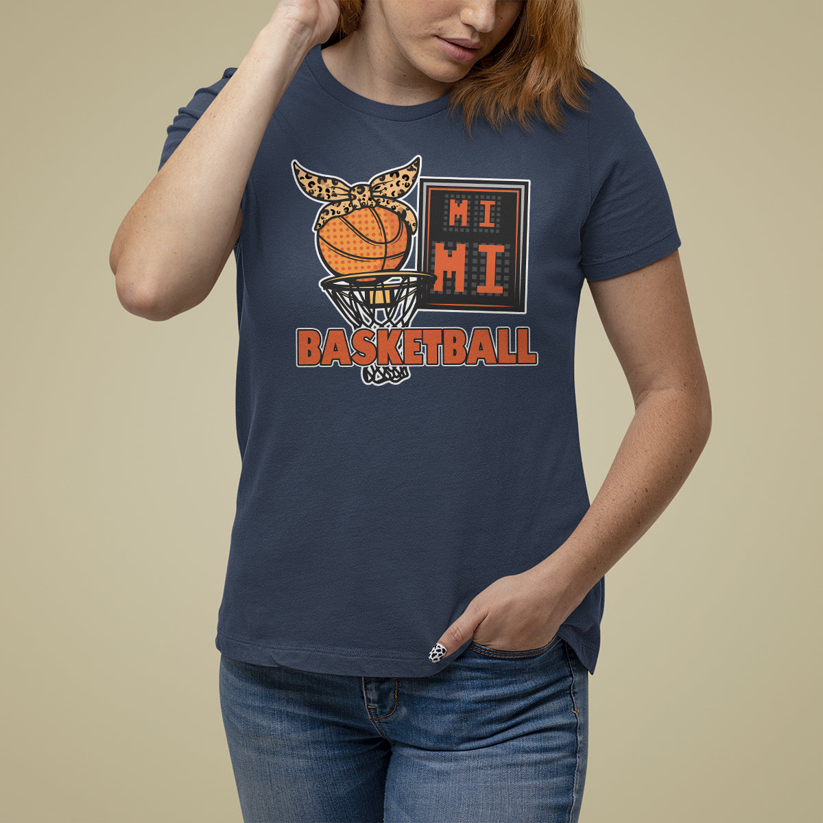 Basketball Mimi Bandana Leopard Mother's Day T Shirt For Women - Wonder Print Shop