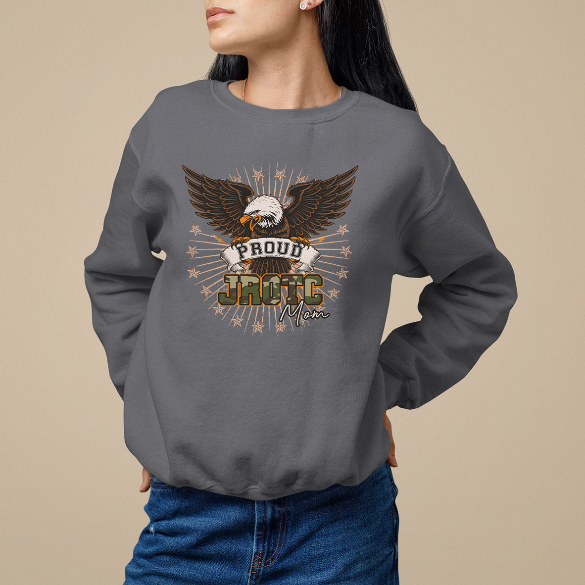 Mother's Day Sweatshirt Proud JROTC Mom Mother Of Cadets - Wonder Print Shop