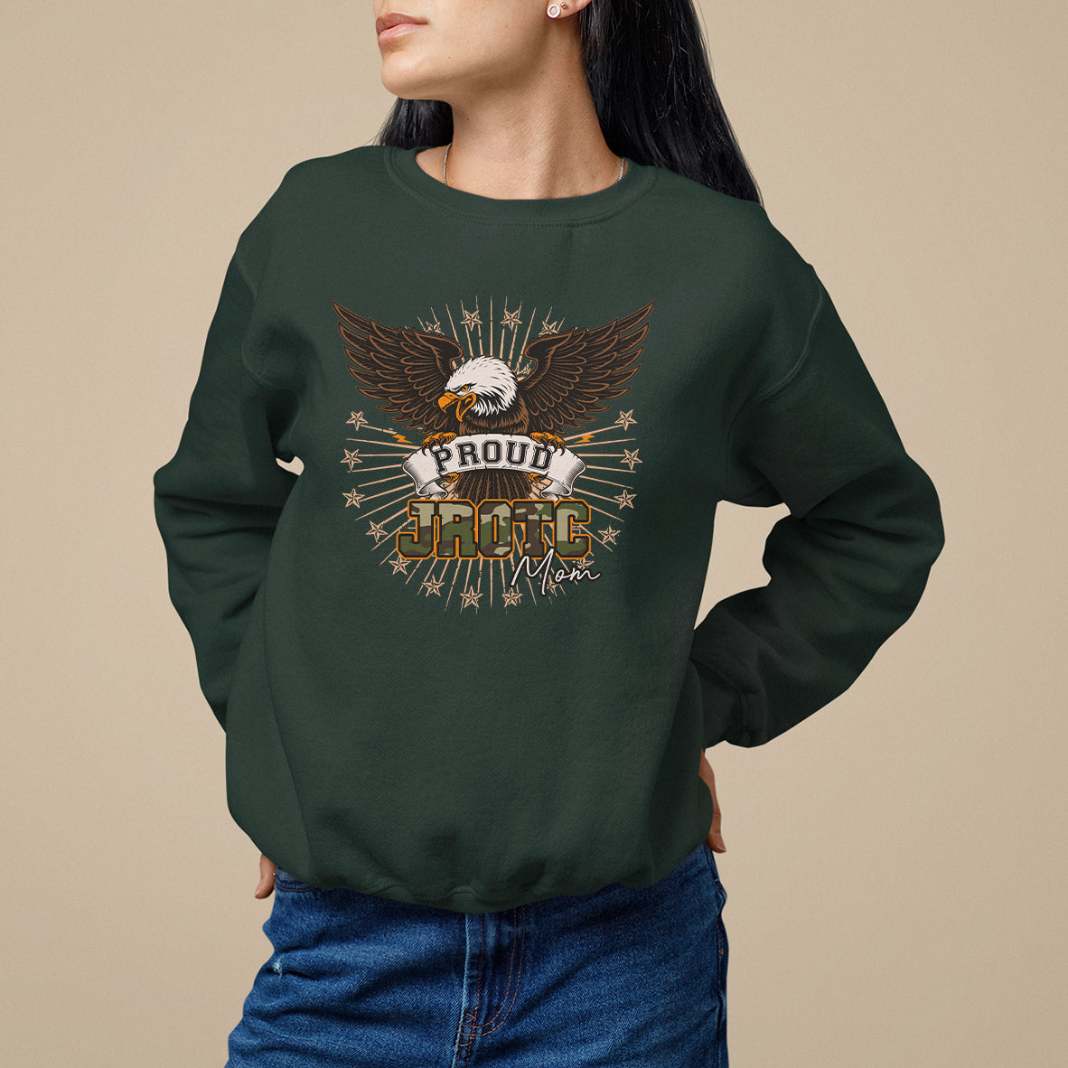 Mother's Day Sweatshirt Proud JROTC Mom Mother Of Cadets - Wonder Print Shop