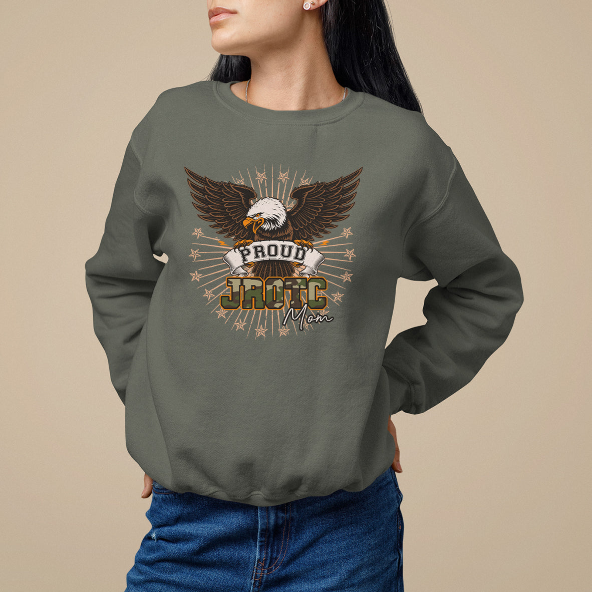 Mother's Day Sweatshirt Proud JROTC Mom Mother Of Cadets - Wonder Print Shop