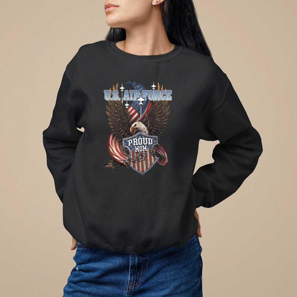 Mother's Day Sweatshirt Proud Mom U.S. Air Force Army - Wonder Print Shop