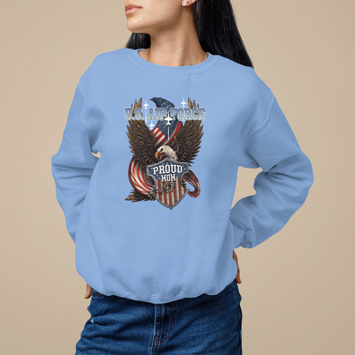 Mother's Day Sweatshirt Proud Mom U.S. Air Force Army - Wonder Print Shop