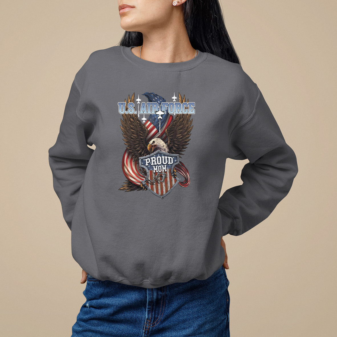 Mother's Day Sweatshirt Proud Mom U.S. Air Force Army - Wonder Print Shop