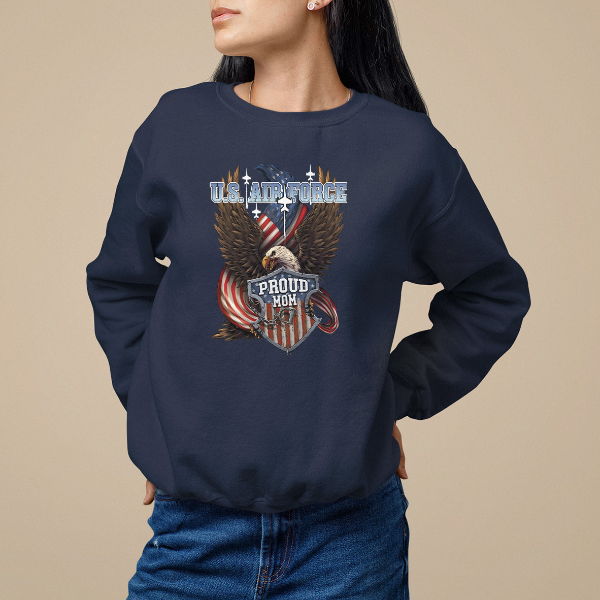 Mother's Day Sweatshirt Proud Mom U.S. Air Force Army - Wonder Print Shop