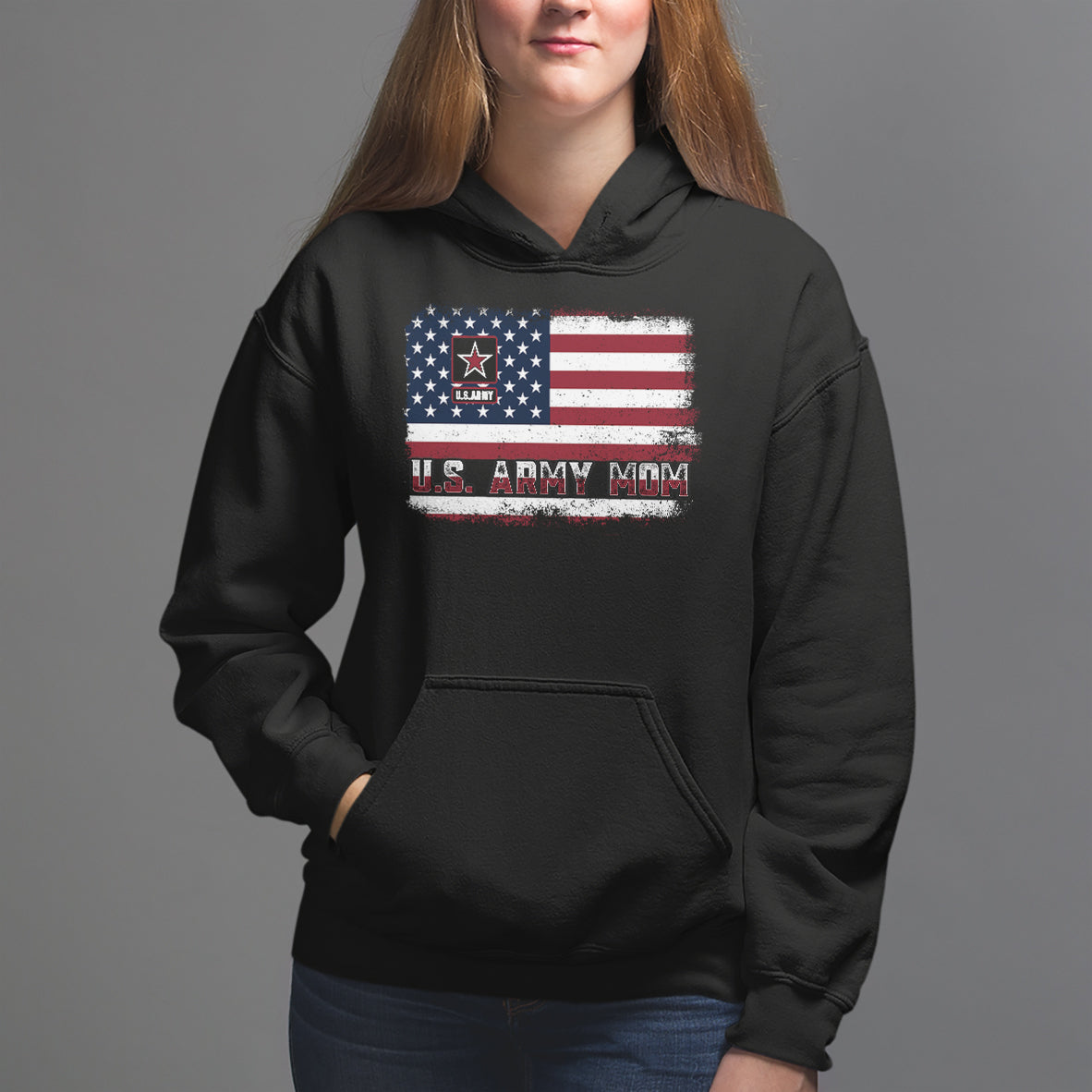 Mother's Day Hoodie U.S Army Mom American Flag Veteran - Wonder Print Shop