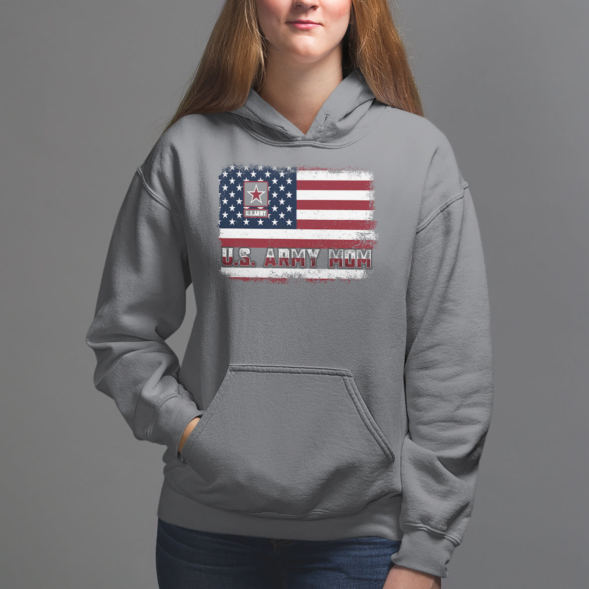 Mother's Day Hoodie U.S Army Mom American Flag Veteran - Wonder Print Shop