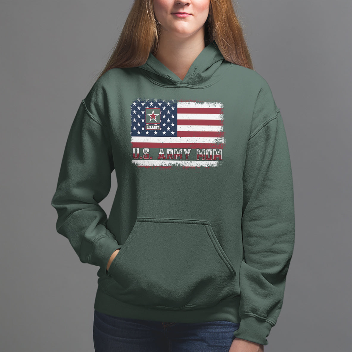 Mother's Day Hoodie U.S Army Mom American Flag Veteran - Wonder Print Shop