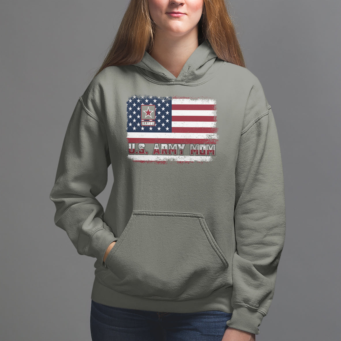 Mother's Day Hoodie U.S Army Mom American Flag Veteran - Wonder Print Shop