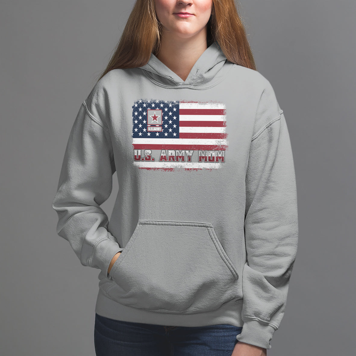Mother's Day Hoodie U.S Army Mom American Flag Veteran - Wonder Print Shop