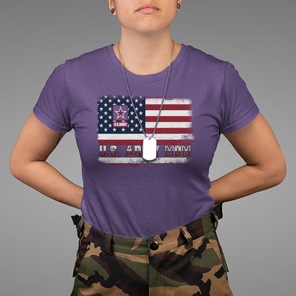 Mother's Day T Shirt U.S Army Mom American Flag Veteran - Wonder Print Shop