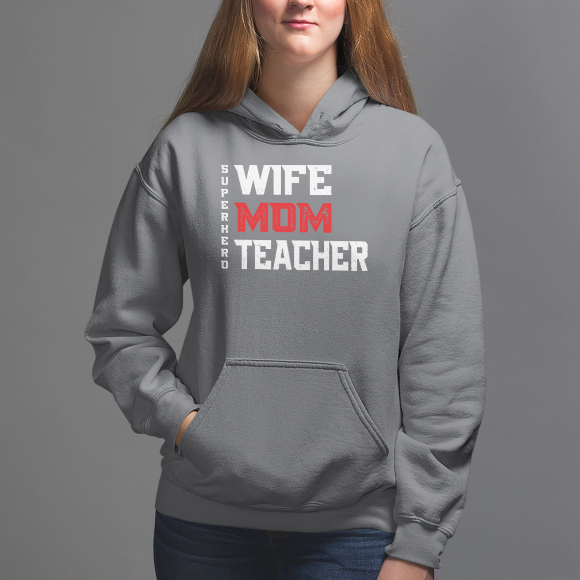 Mother's Day Hoodie Wife Mom Teacher Superhero - Wonder Print Shop