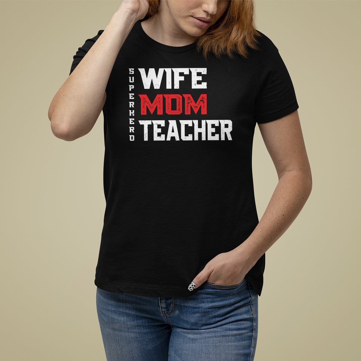 Mother's Day T Shirt For Women Wife Mom Teacher Superhero - Wonder Print Shop