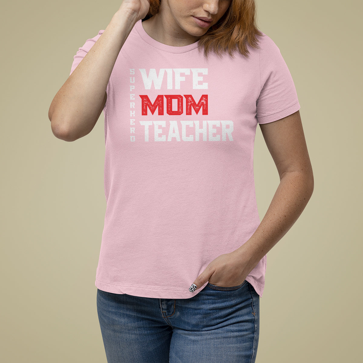 Mother's Day T Shirt For Women Wife Mom Teacher Superhero - Wonder Print Shop