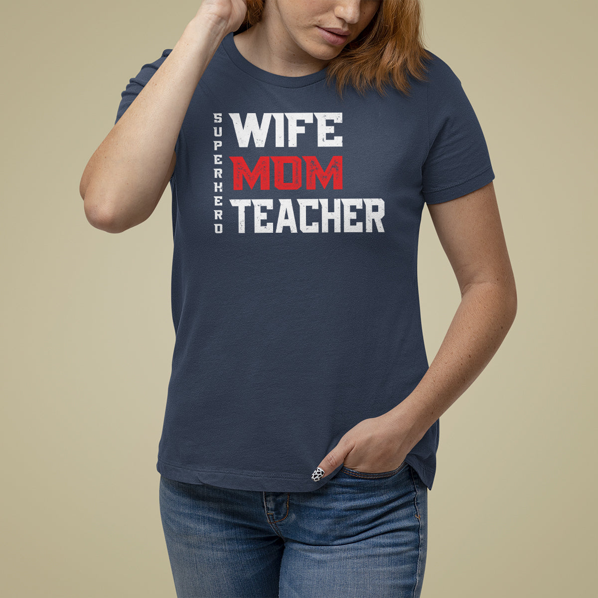 Mother's Day T Shirt For Women Wife Mom Teacher Superhero - Wonder Print Shop