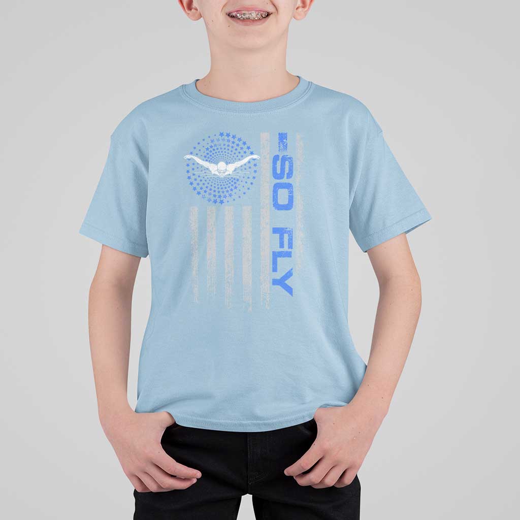 So Fly USA Swimming Team Sports Athlete Aquatic T Shirt For Kid - Wonder Print Shop