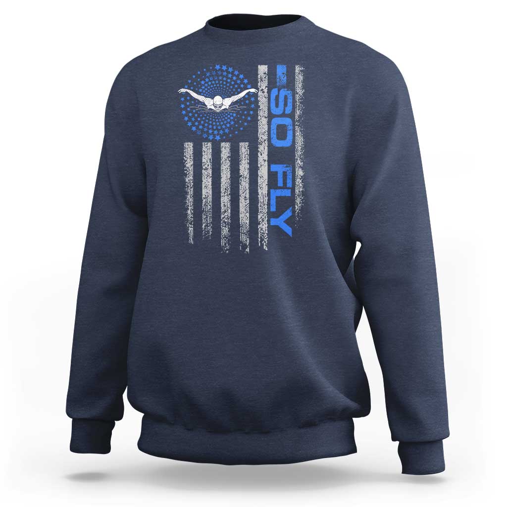 So Fly USA Swimming Team Sports Athlete Aquatic Sweatshirt - Wonder Print Shop