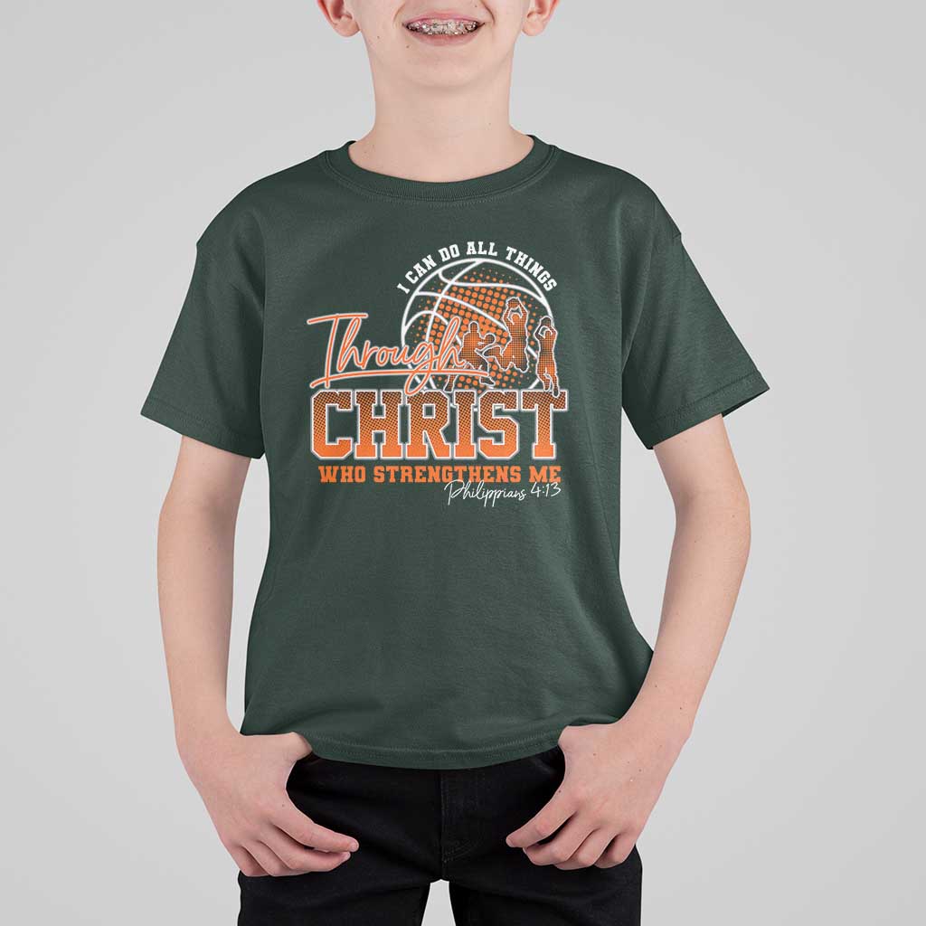 Christian Basketball Player T Shirt For Kid I Can Do All Things Through Christ Who Strengthens Me - Wonder Print Shop