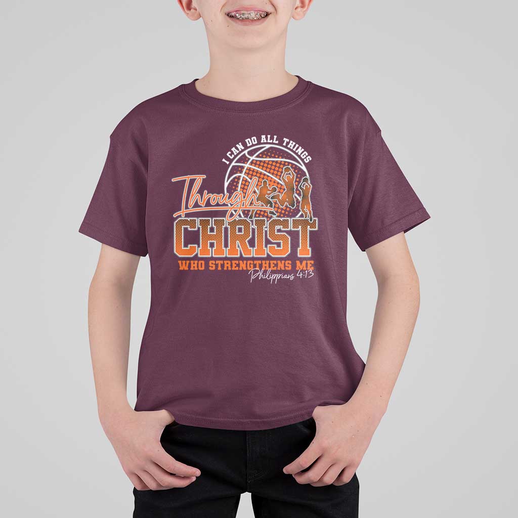 Christian Basketball Player T Shirt For Kid I Can Do All Things Through Christ Who Strengthens Me - Wonder Print Shop