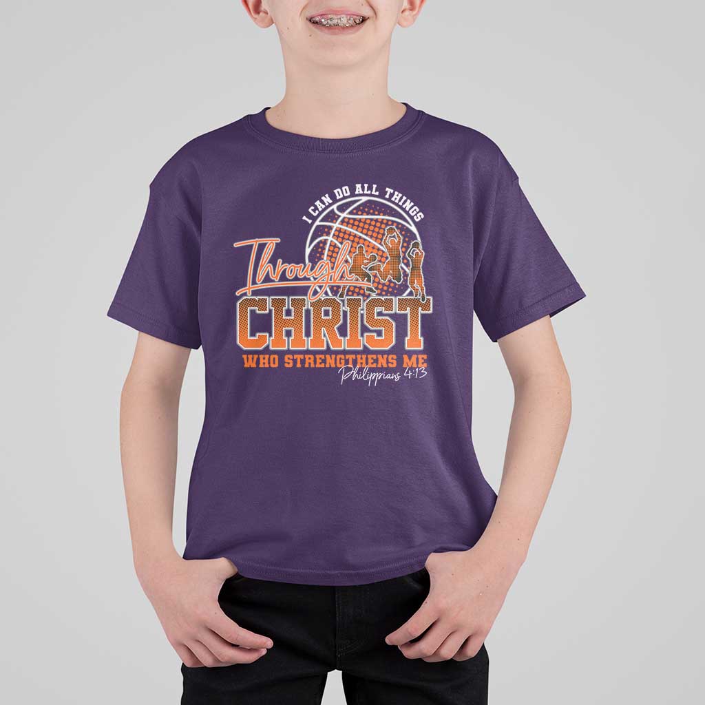 Christian Basketball Player T Shirt For Kid I Can Do All Things Through Christ Who Strengthens Me - Wonder Print Shop
