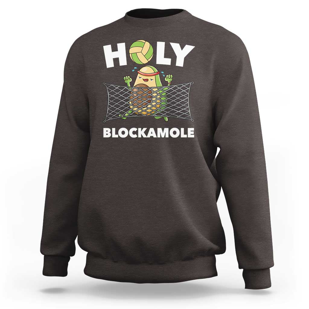 Funny Volleyball Sweatshirt Holy Blockamole Cute Avocado - Wonder Print Shop