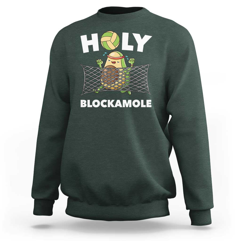 Funny Volleyball Sweatshirt Holy Blockamole Cute Avocado - Wonder Print Shop
