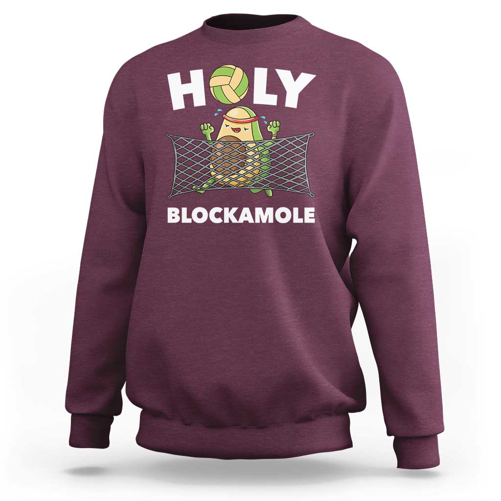 Funny Volleyball Sweatshirt Holy Blockamole Cute Avocado - Wonder Print Shop