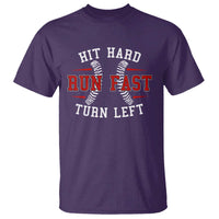Baseball T Shirt Hit Hard Run Fast Turn Left - Wonder Print Shop