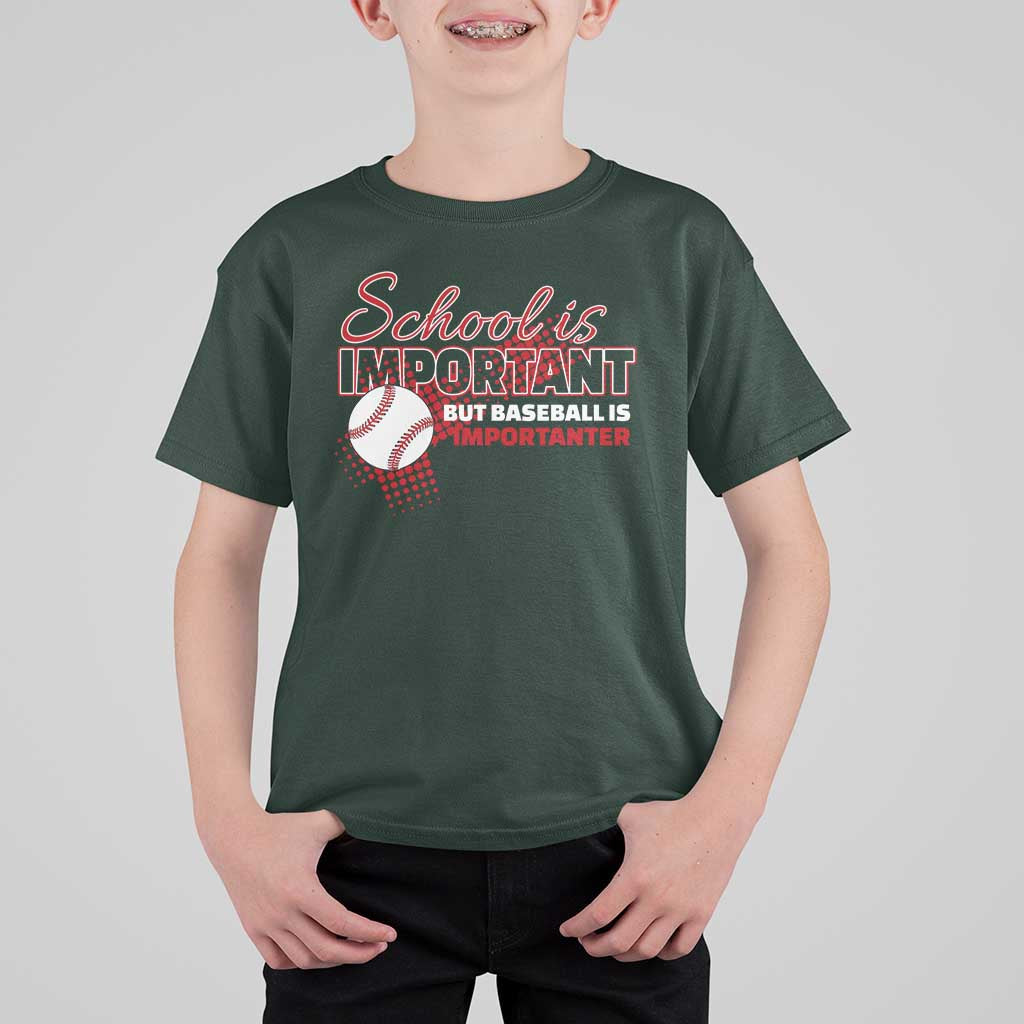 Funny School Is Important But Baseball Is Importanter T Shirt For Kid - Wonder Print Shop