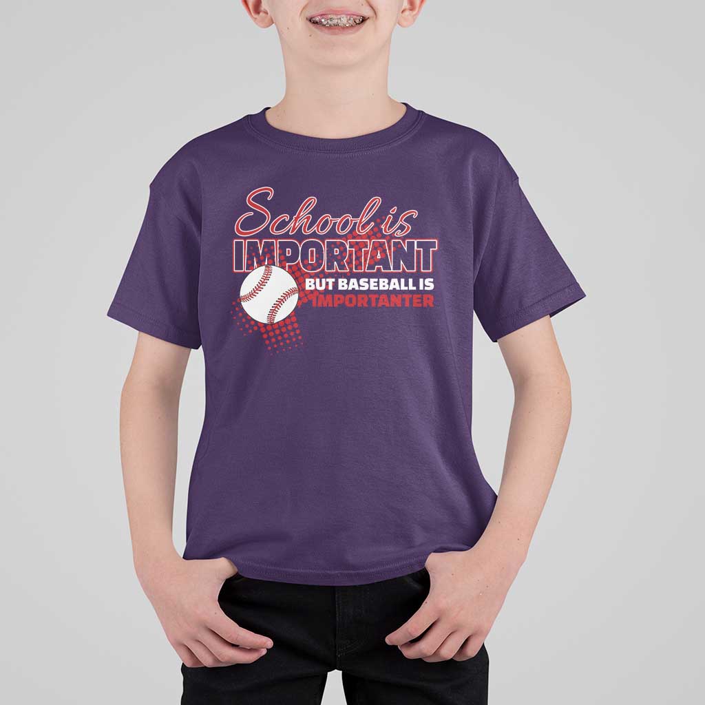 Funny School Is Important But Baseball Is Importanter T Shirt For Kid - Wonder Print Shop