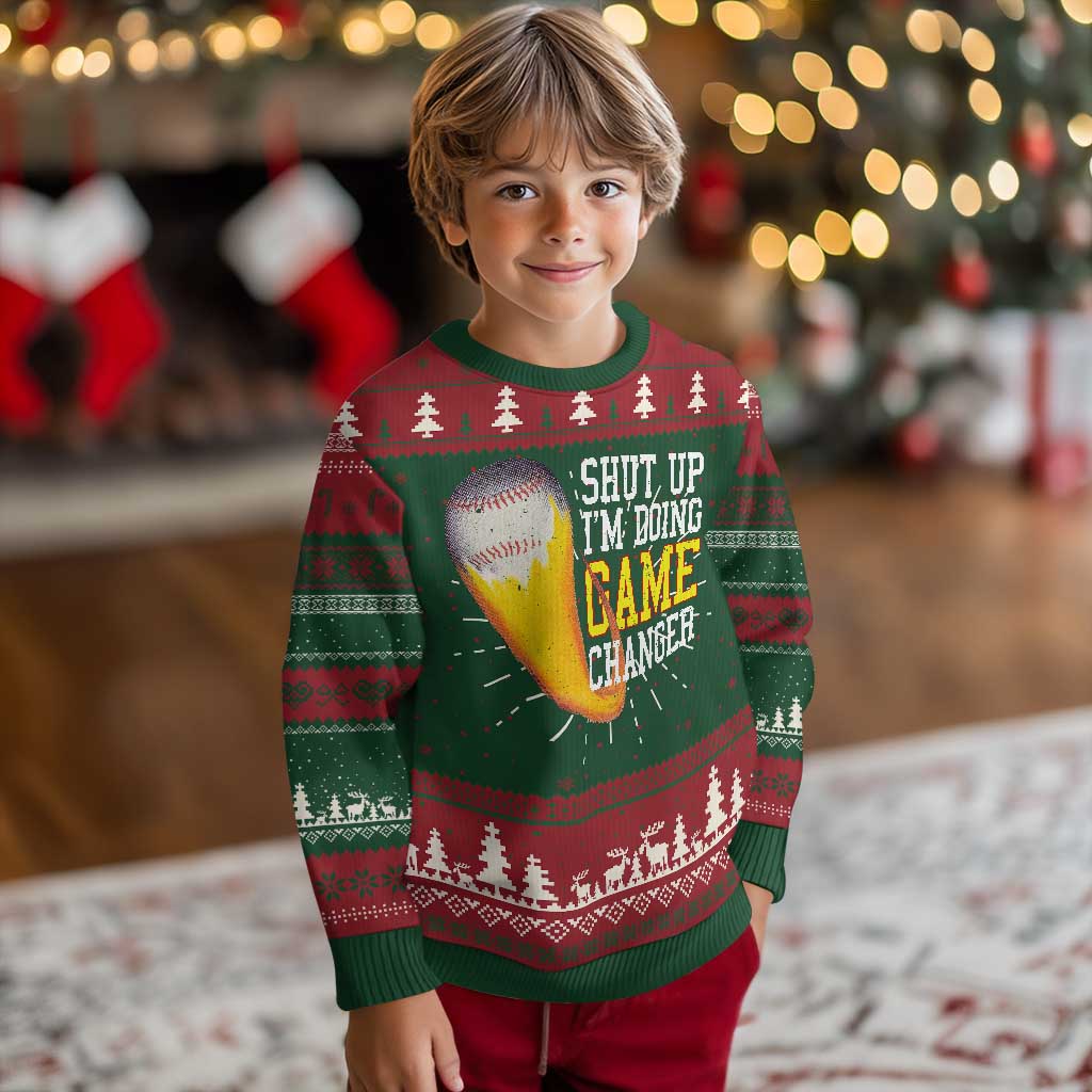 Funny Baseball Ugly Christmas Sweater Shut Up I'm Doing Game Changer - Wonder Print Shop