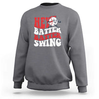 Funny Baseball Sweatshirt Hey Batter Swing Groovy - Wonder Print Shop