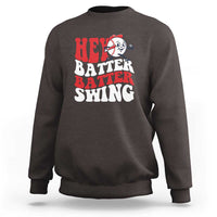 Funny Baseball Sweatshirt Hey Batter Swing Groovy - Wonder Print Shop
