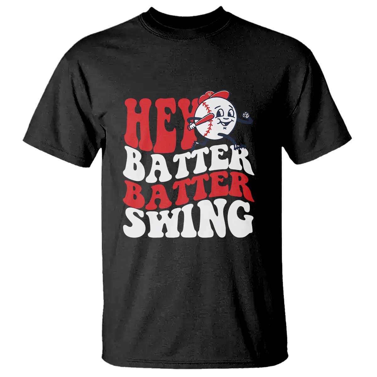 Funny Baseball T Shirt Hey Batter Swing Groovy - Wonder Print Shop