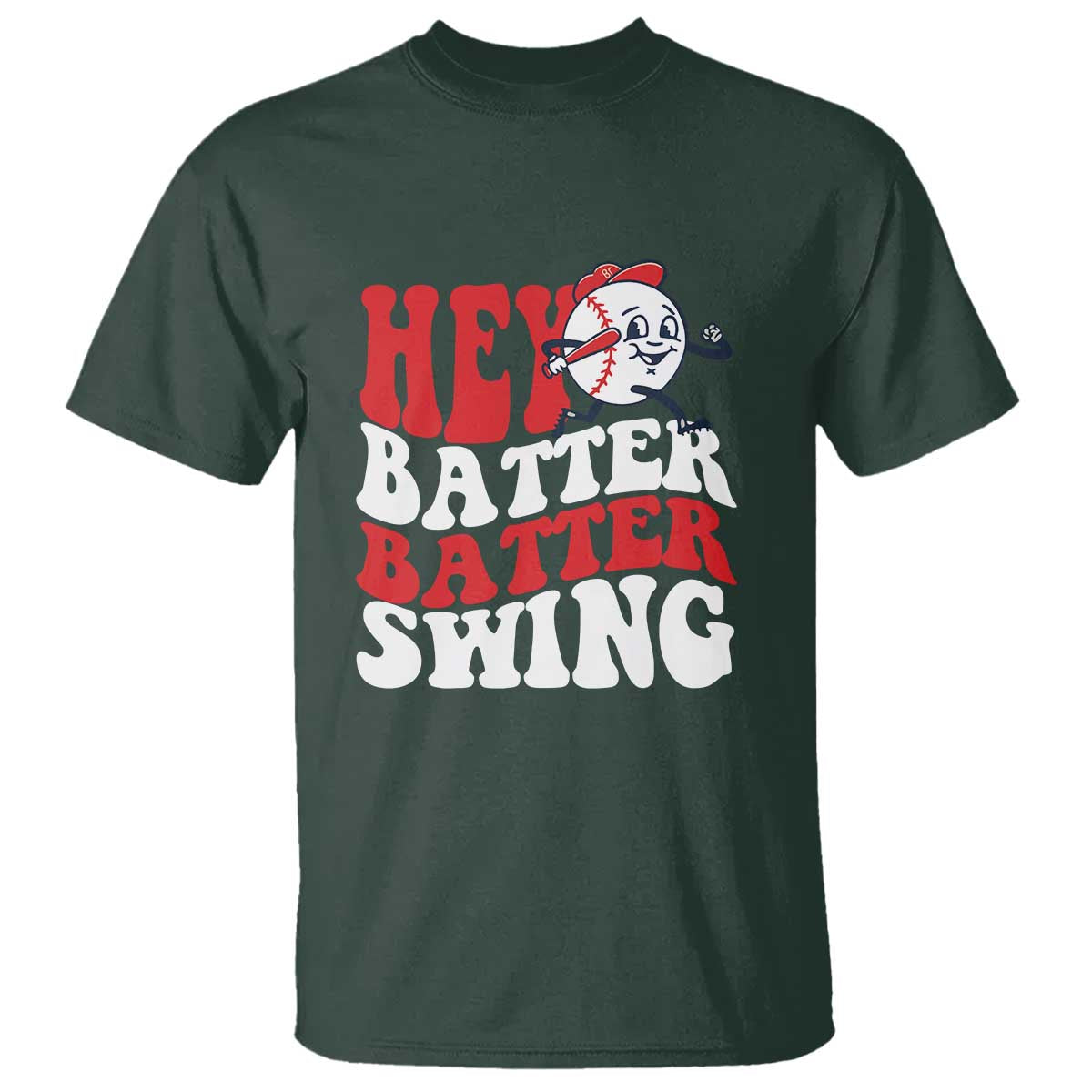 Funny Baseball T Shirt Hey Batter Swing Groovy - Wonder Print Shop