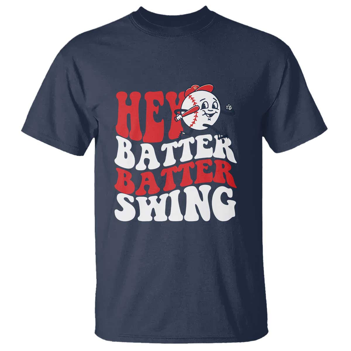 Funny Baseball T Shirt Hey Batter Swing Groovy - Wonder Print Shop