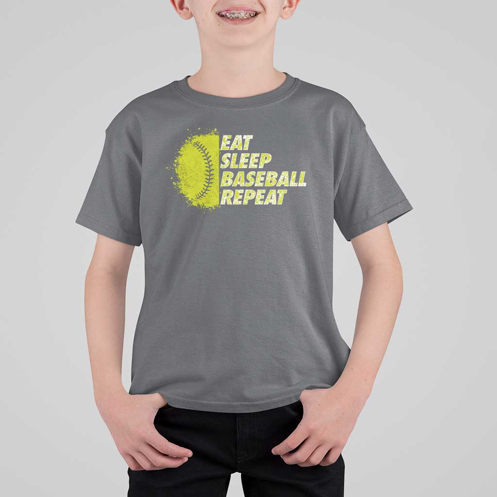 Eat Sleep Baseball Repeat T Shirt For Kid - Wonder Print Shop