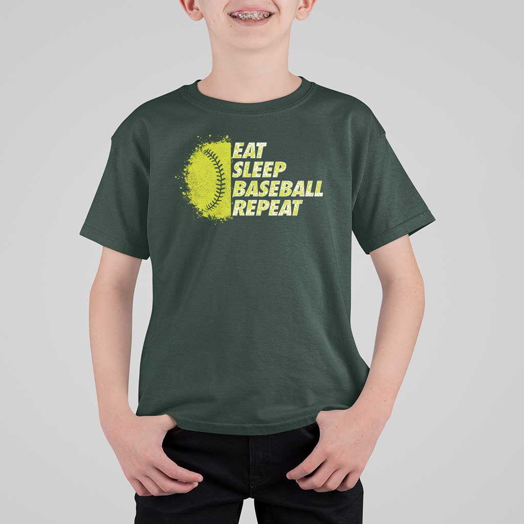 Eat Sleep Baseball Repeat T Shirt For Kid - Wonder Print Shop