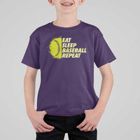Eat Sleep Baseball Repeat T Shirt For Kid - Wonder Print Shop