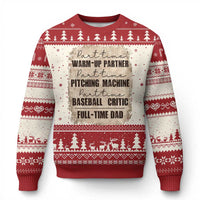 Funny Part Time Warm Up Partner Pitching Baseball Full Time Dad Ugly Christmas Sweater - Wonder Print Shop