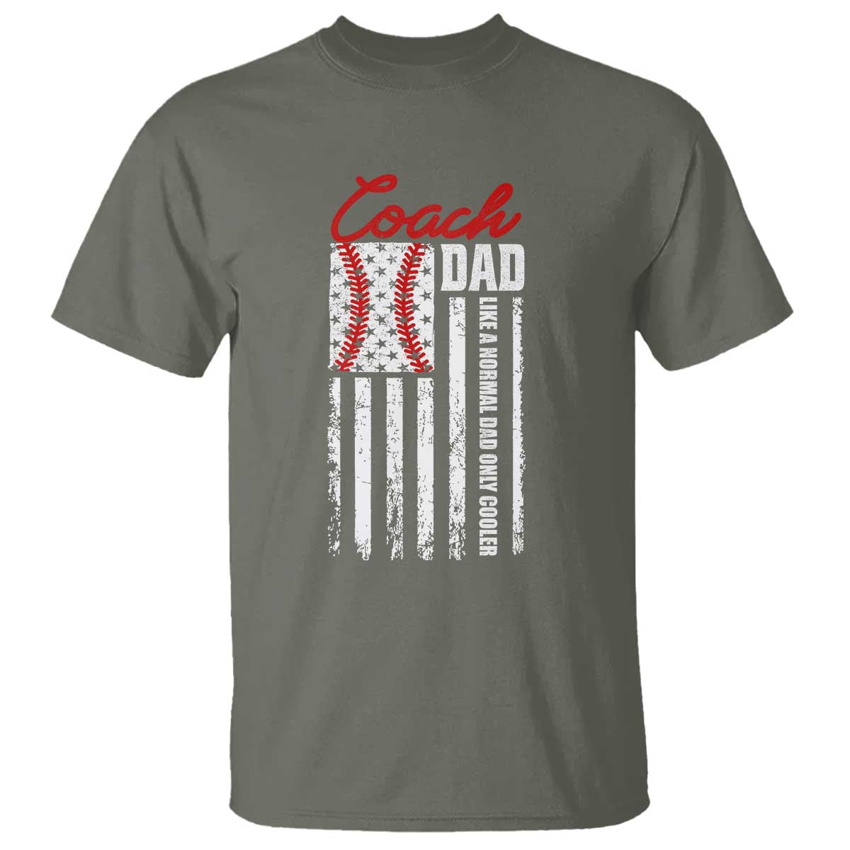 Baseball Coach Dad T Shirt Like A Normal Dad Only Cooler America Flag - Wonder Print Shop