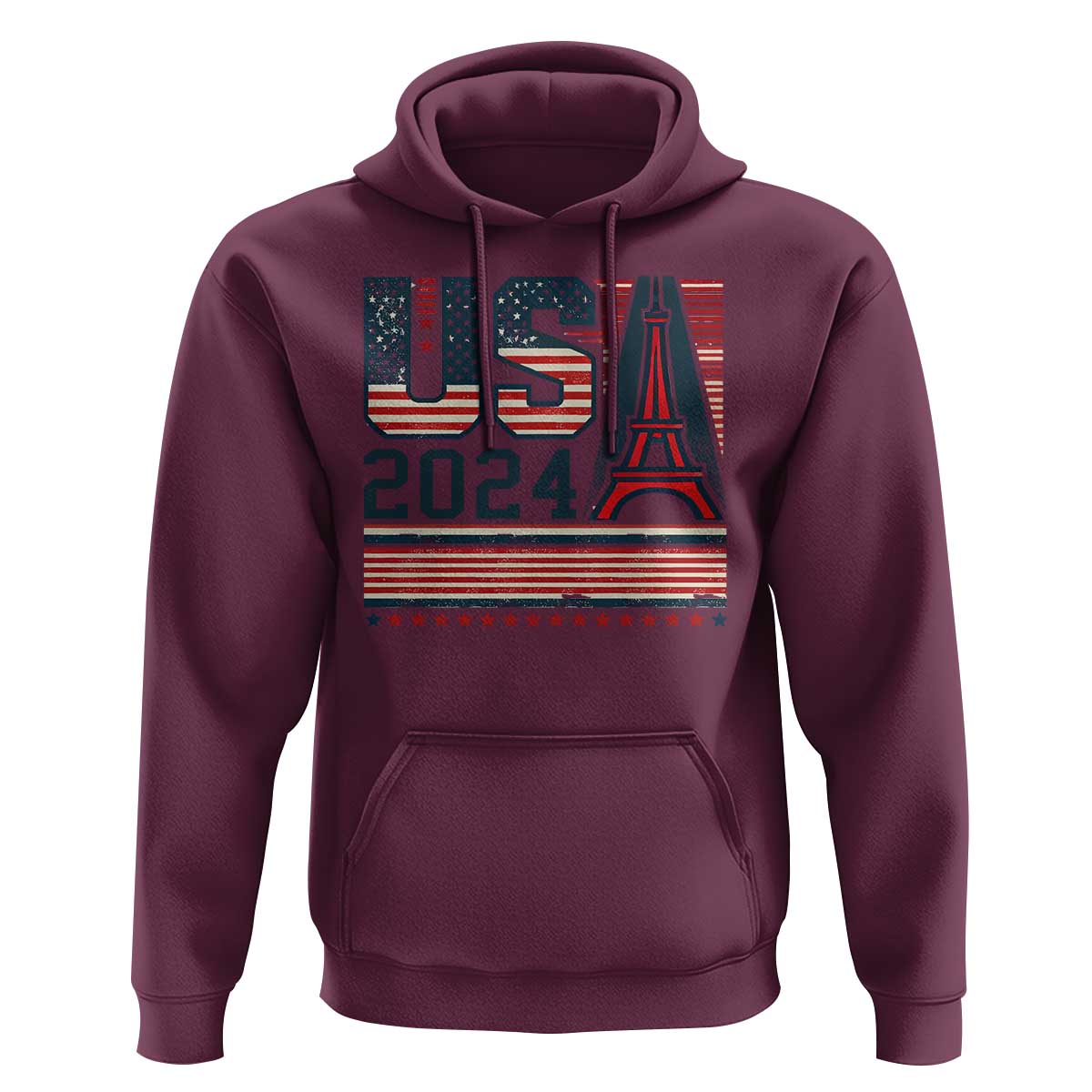 USA Eiffel Tower 2024 Hoodie Patriotic Sports Supporter Souvenir - Wonder Print Shop