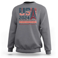 USA Eiffel Tower 2024 Sweatshirt Patriotic Sports Supporter Souvenir - Wonder Print Shop